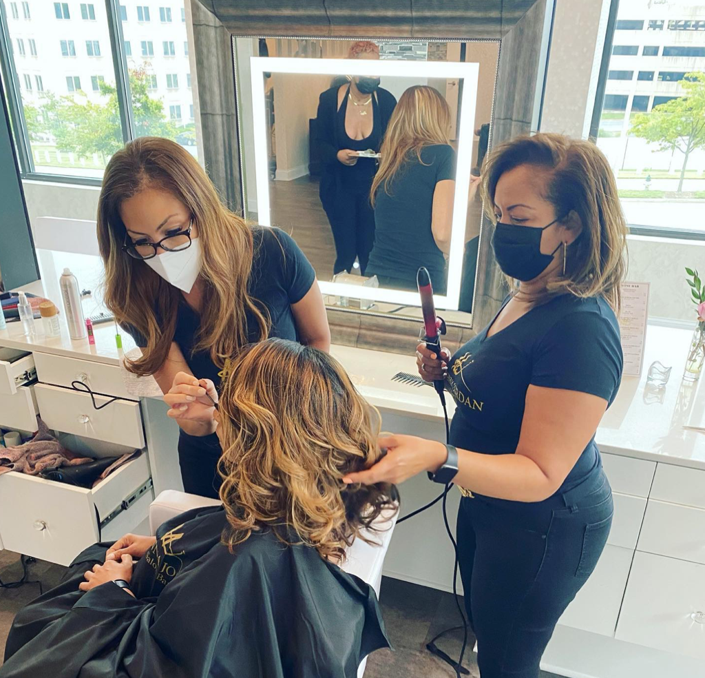 McKenna Jordan owners doing hair at salon